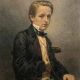 Swiss school 19th (1856): Portrait In Watercolor On Parchment Paper