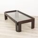 Table vintage années 70 en bois et verre design afra et tobia scarpa