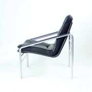 Mid Century Lounge Chairs In Chrome And Faux Leather, Czechoslovakia 1960s, Set Of 2