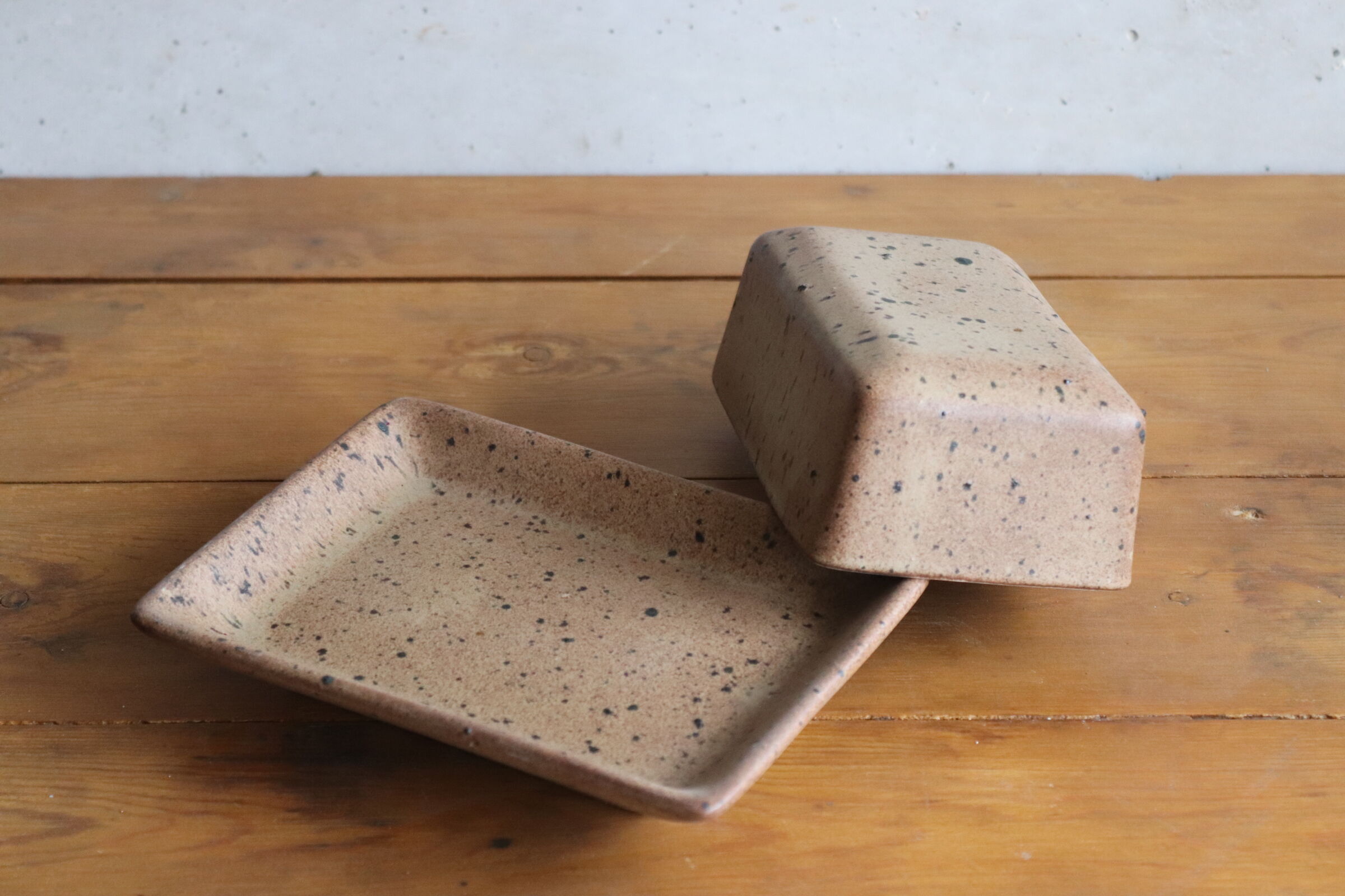 Speckled stoneware butter dish