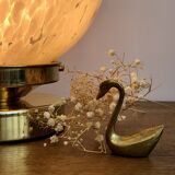 Vintage globe table lamp in pink Clichy glass