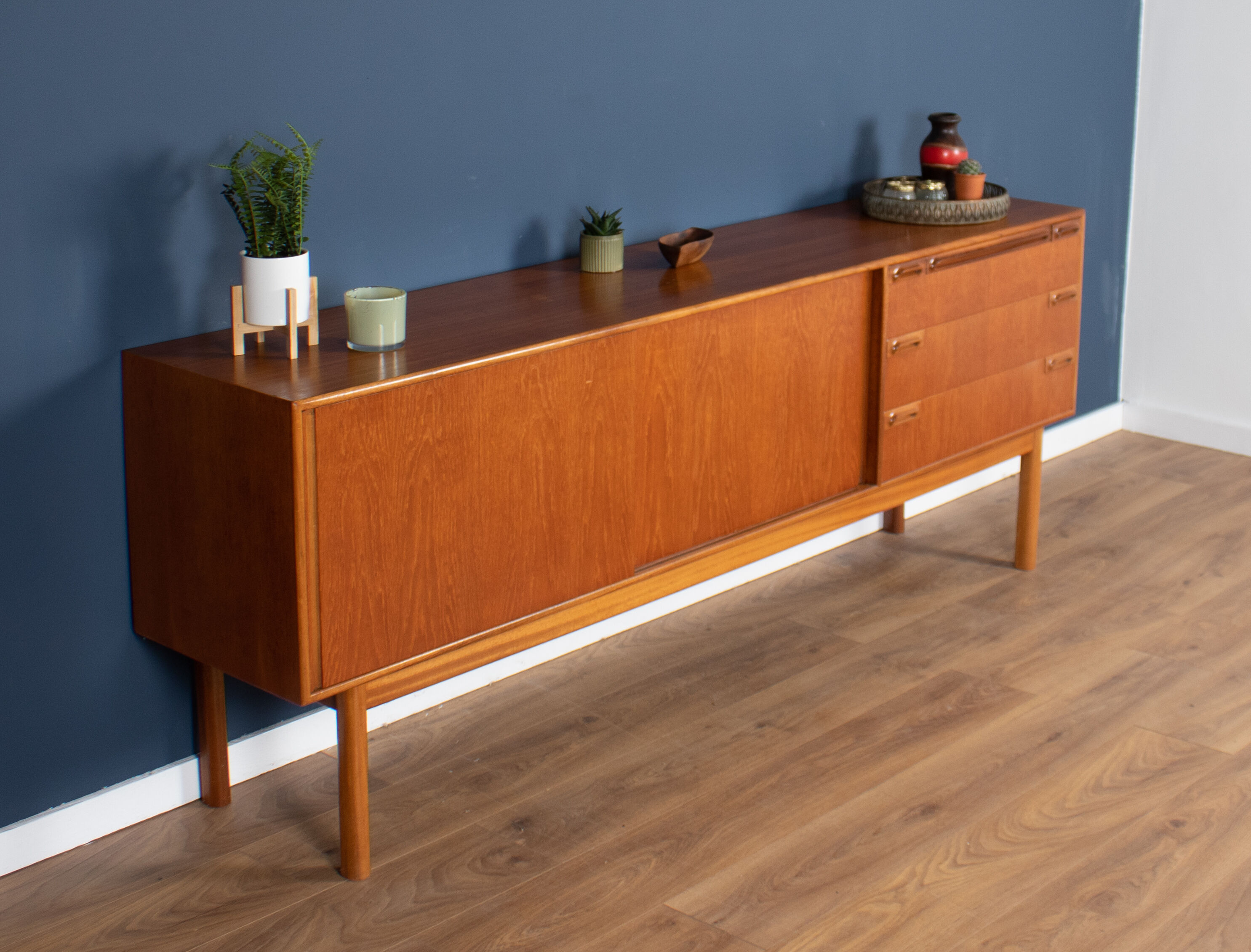 Retro teak 1960s long mcintosh sideboard with bar