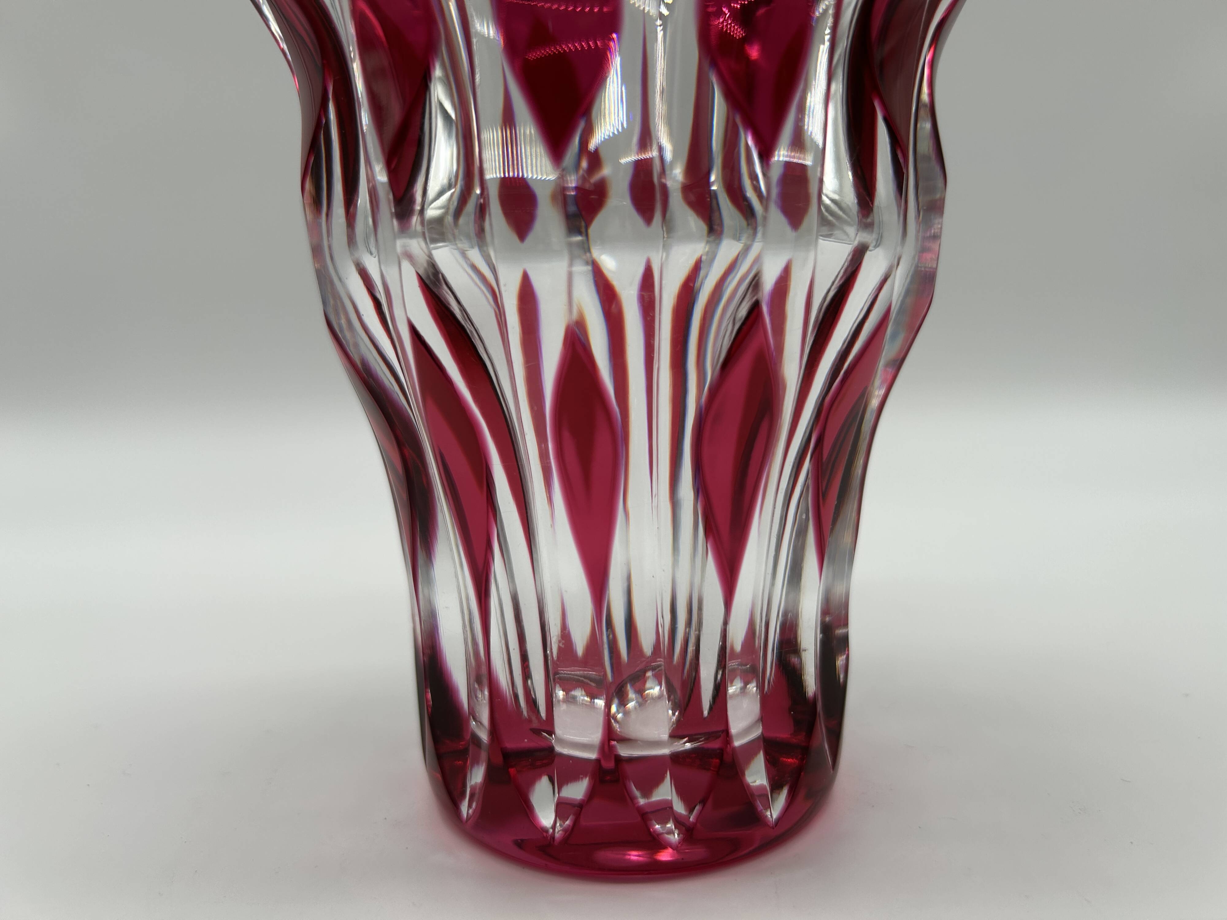 Cut and double red crystal vase from Val Saint-Lambert.