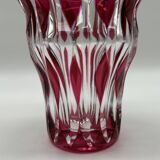 Cut and double red crystal vase from Val Saint-Lambert.