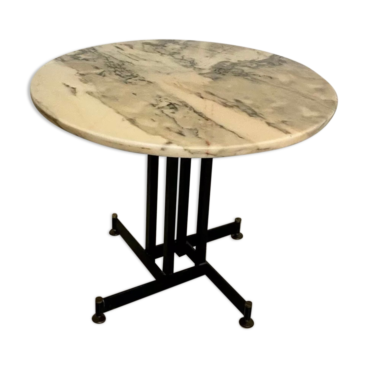 Table guéridon marbre et metal design italien annee 60