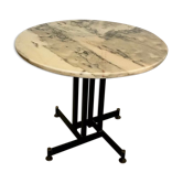 Table pedestal table marble and metal Italian design year 60