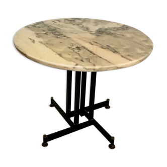 Table pedestal table marble and metal Italian design year 60