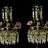Tole Crystal Sconces Set of 2