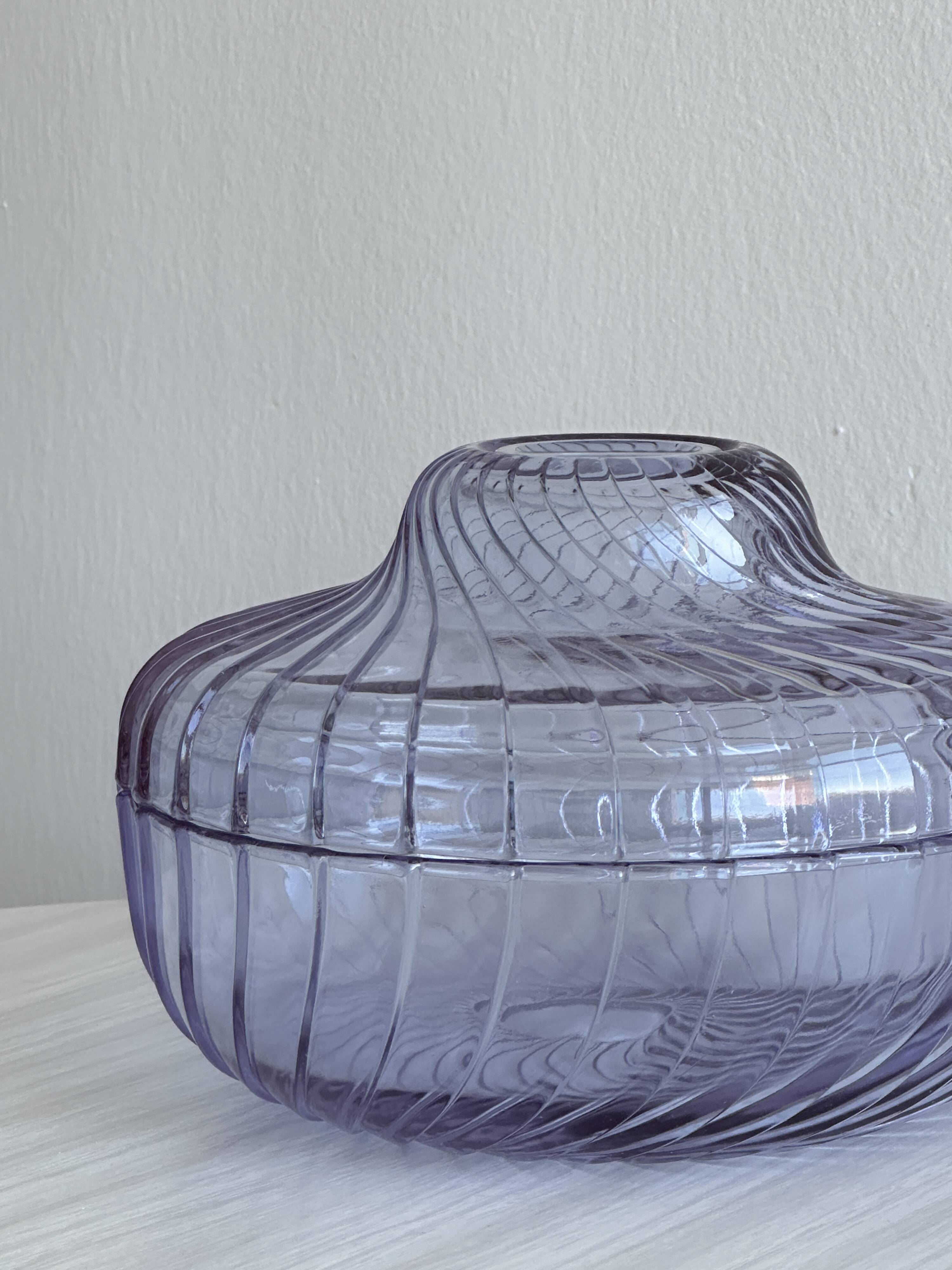 purple crystal glass salad bowl
