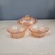 Ensemble 2 tasses + sucrier en verre rose