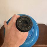 Antique Blue Glazed Ceramic Baluster Lamp Italy