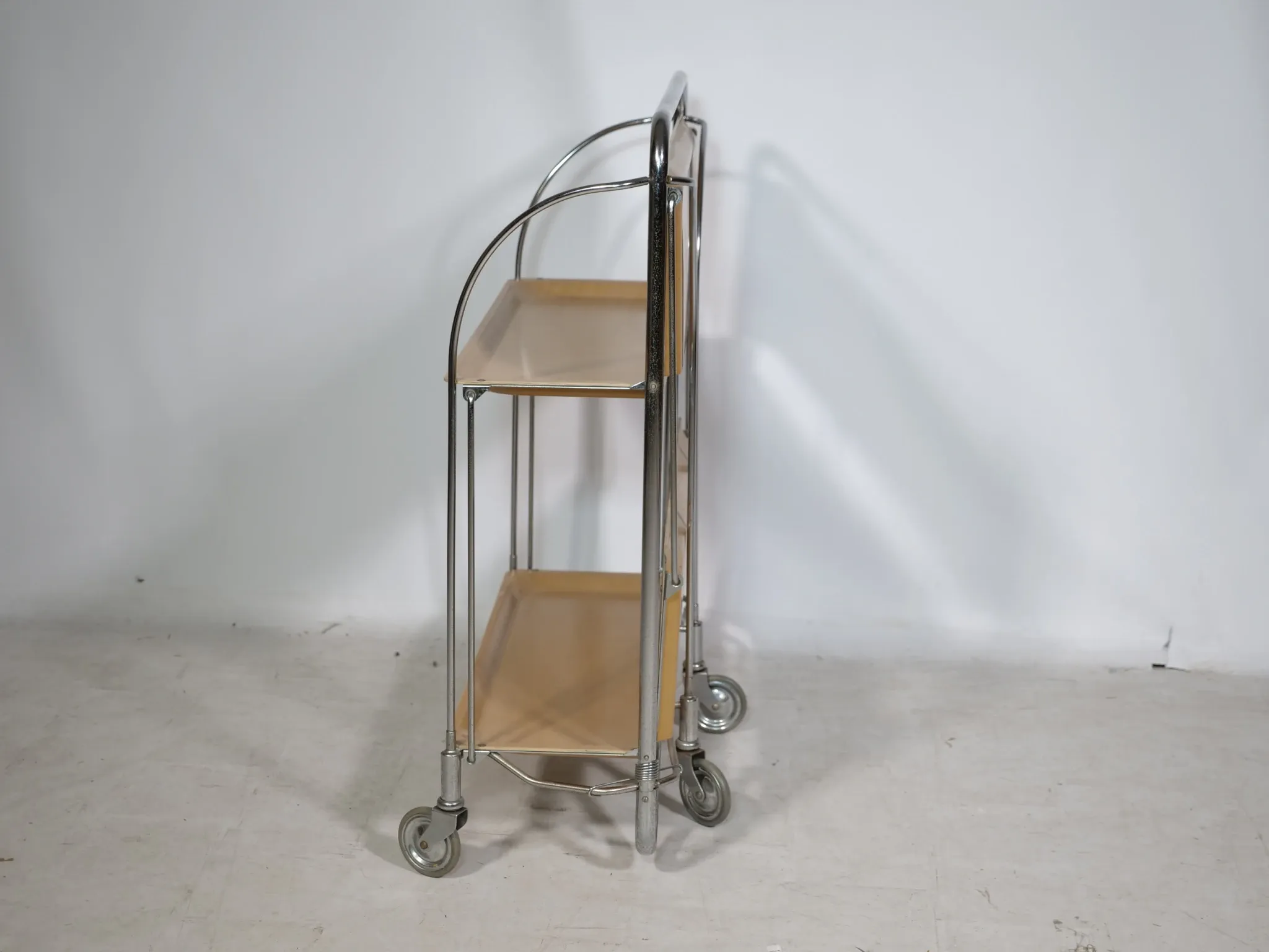 Mid Century Folding Serving Trolley in Chrome by Bremshey, 1960s
