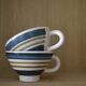 Set of 2 cups Gourin, Triskel with blue and brown stripe