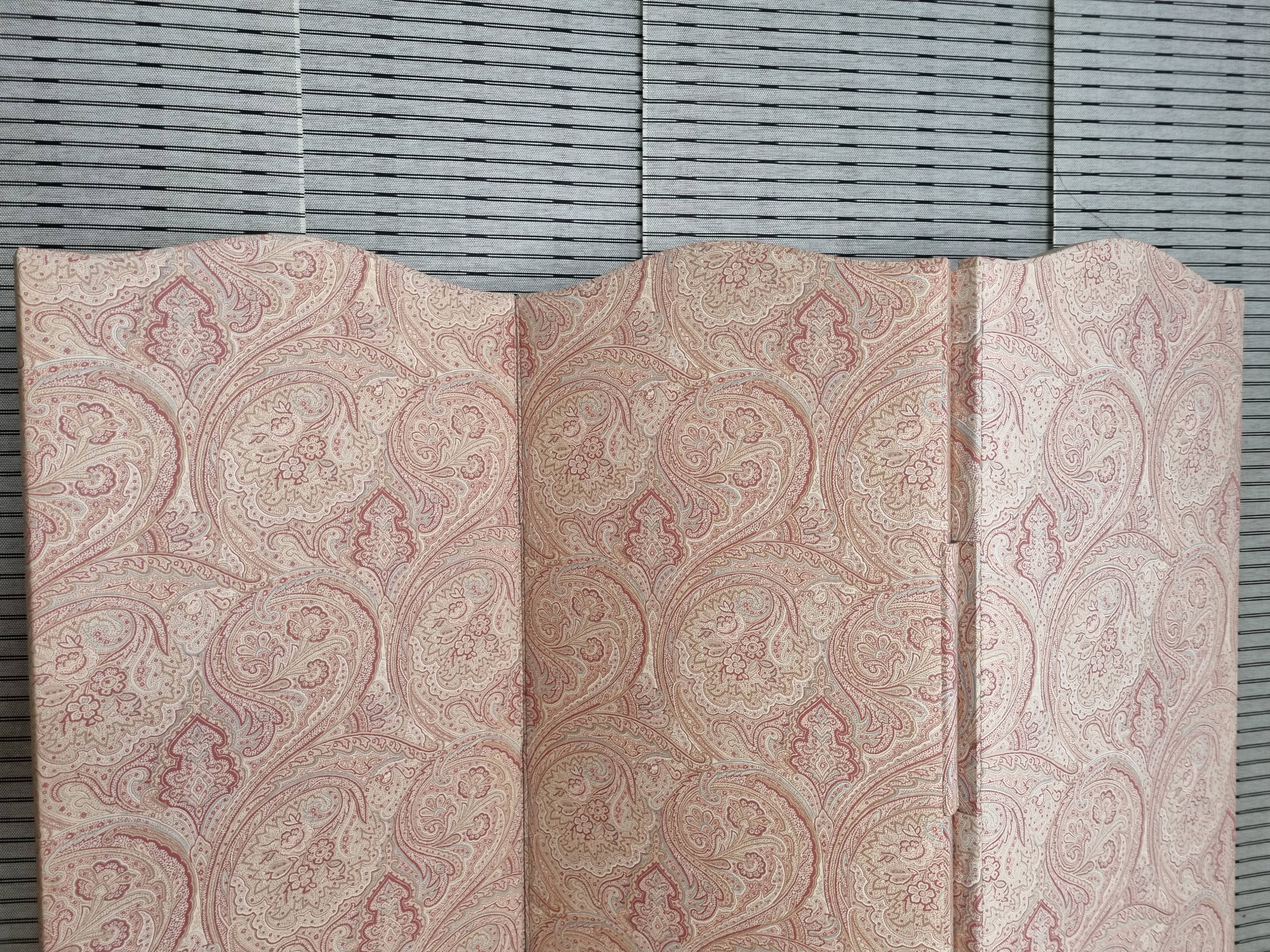 Wooden screen and fabric, powder pink, three panels, 150 cm