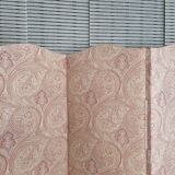 Paravent en bois et tissu, rose poudré, trois panneaux, 150 cm
