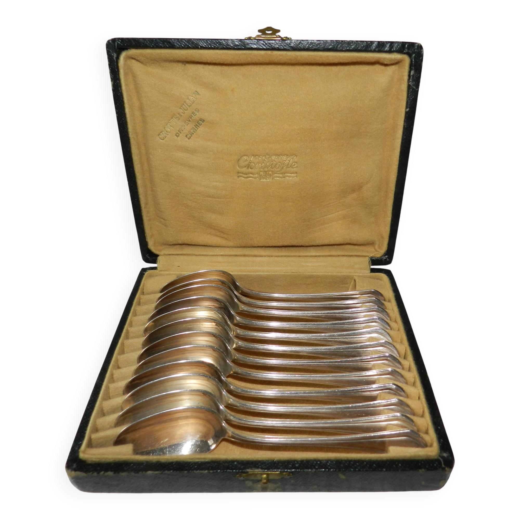 Set of 12 CHRISTOFLE silver-plated metal teaspoons