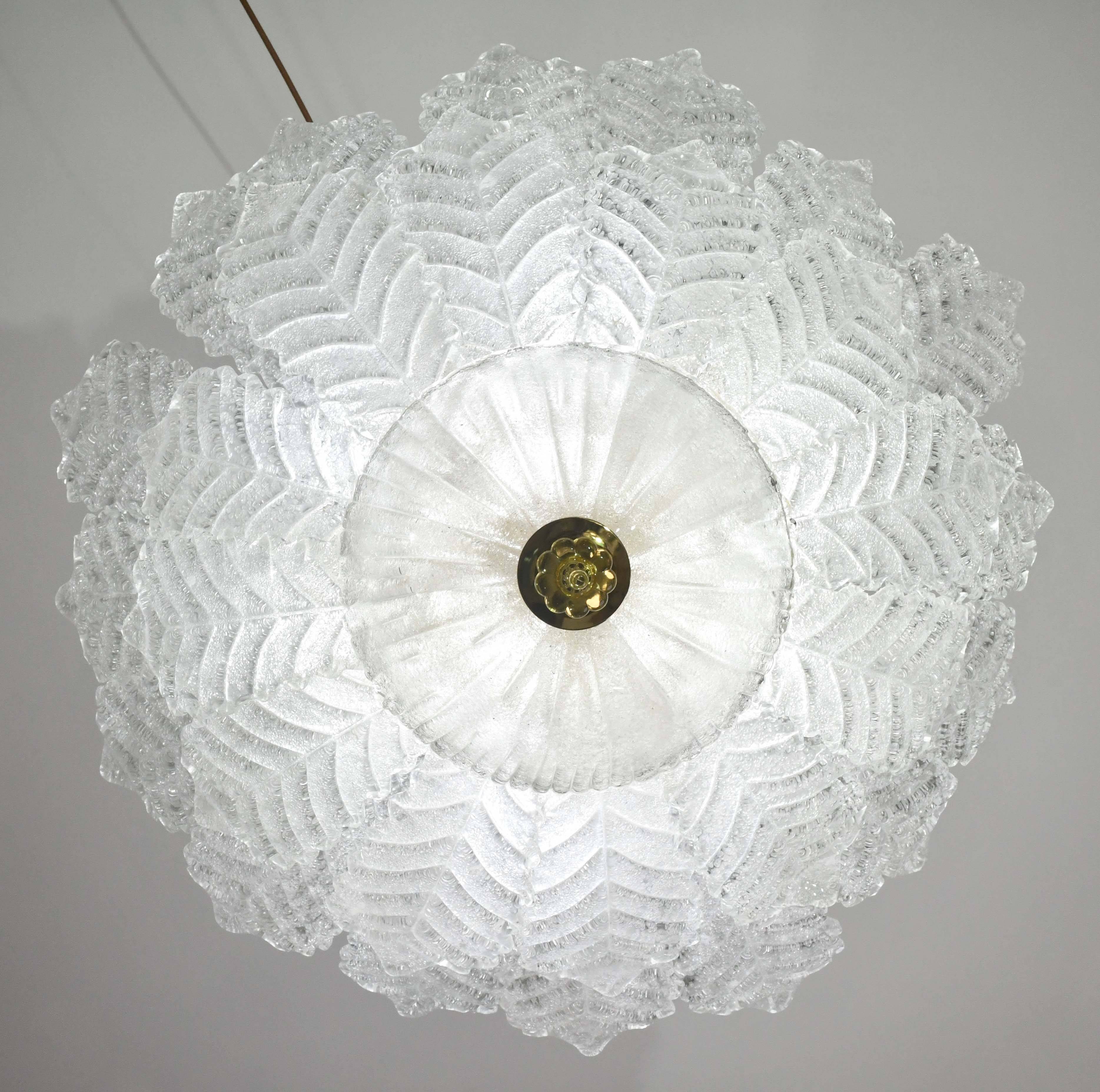 Florence, large size Murano clear transparent vintage glass ceiling light