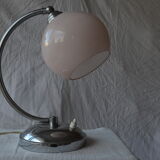 Pink opaline opaline chrome art deco table lamp 1930