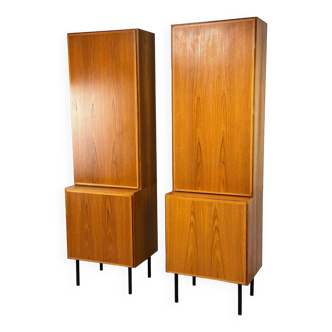 Set of 2 narrow Teak Cabinets from Omann Jun, 1960s