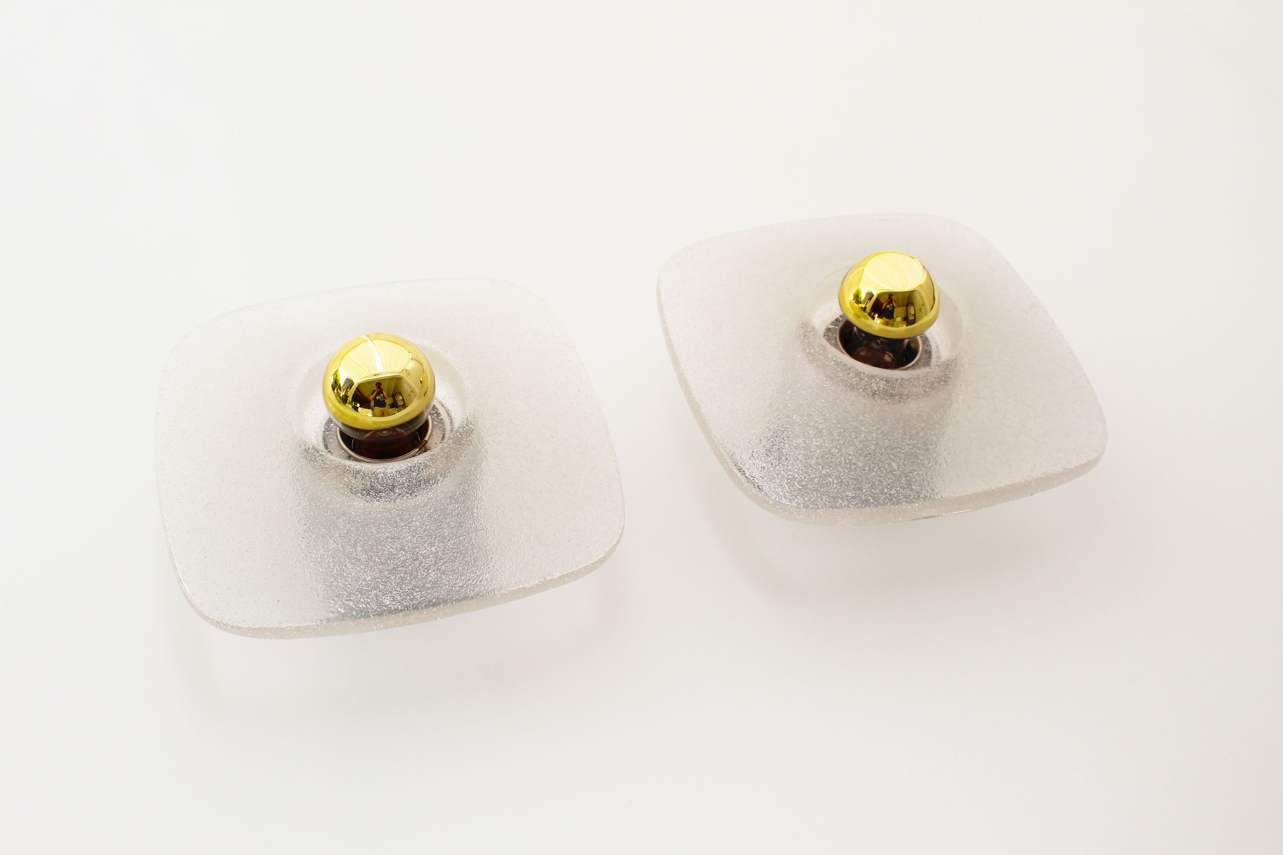 Pair of ice glass sconces by Peill & Putzler, Germany 1970's