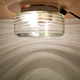 Portuguese mid century clear swirl glass flush mount bathroom light lamp 1960s