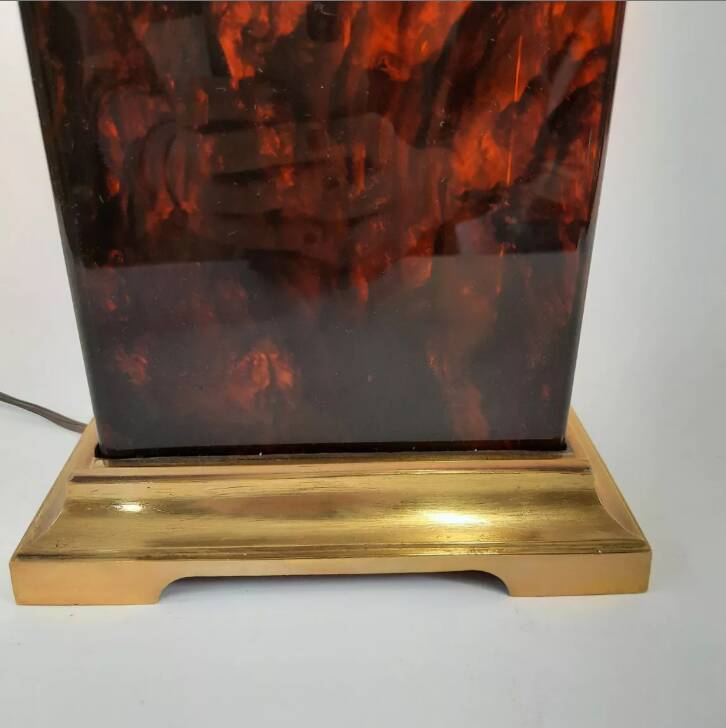 Lamp - briar and brass lucite effect - 1980s - vintage.