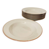 Set of 7 beige stoneware plates Tulowice Poland