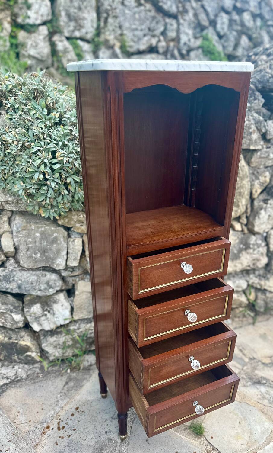 Small Louis XVI style Mahogany and mahogany veneer chiffonier