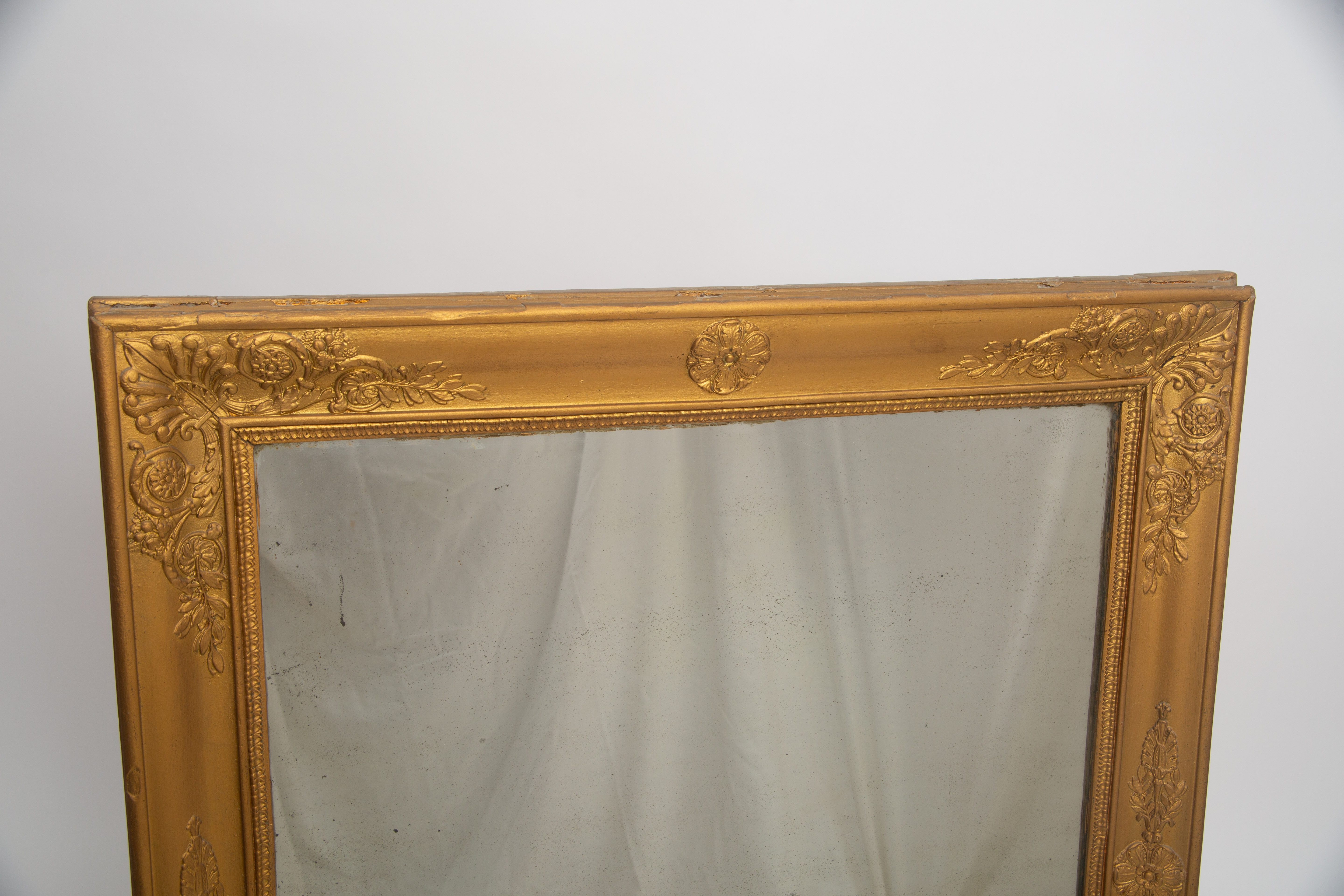 Old golden mirror floral decoration 19th 100cm