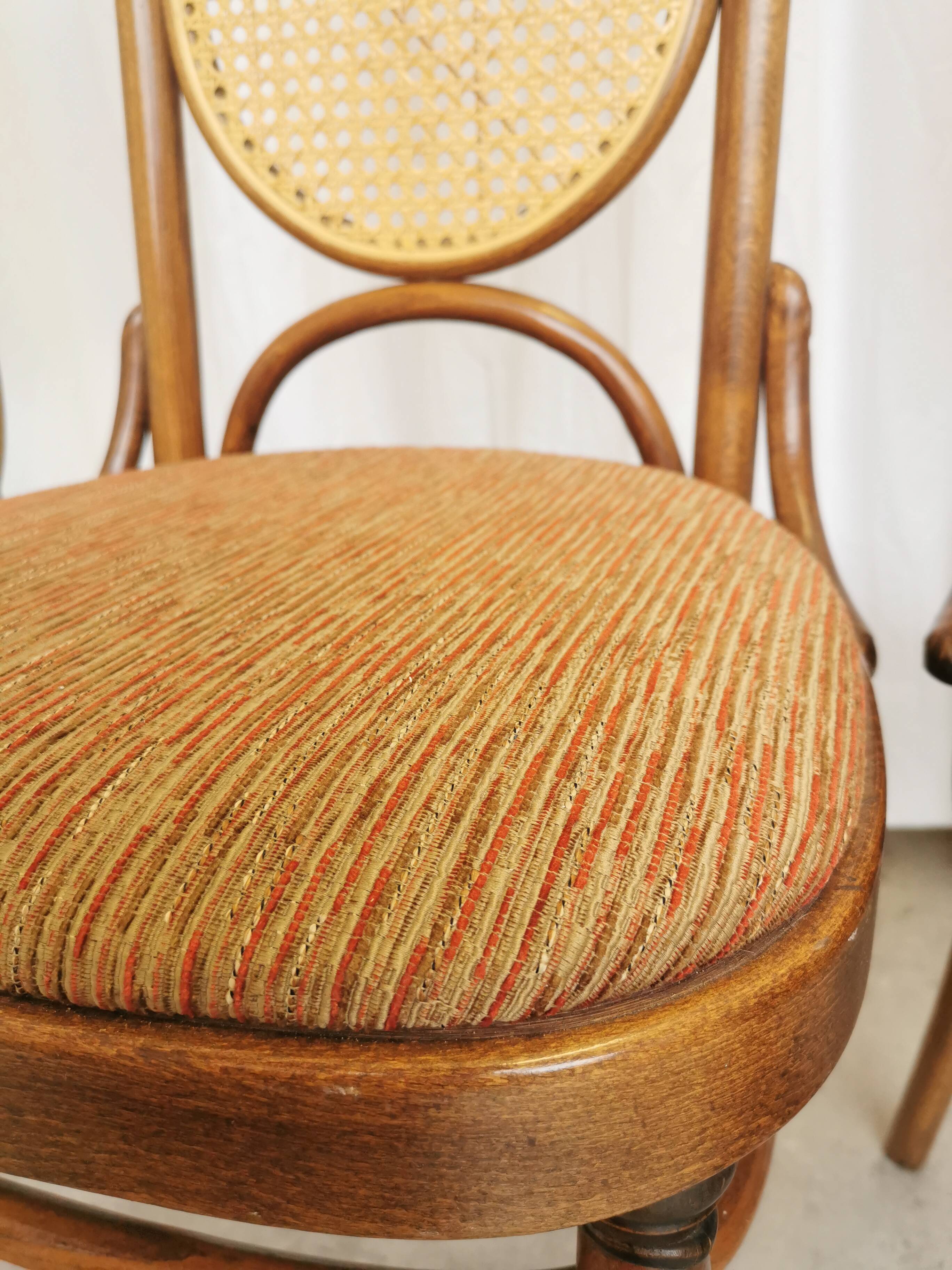 Set of 4 Vintage Bentwood Dining Chairs: Cane Back, Thonet Style