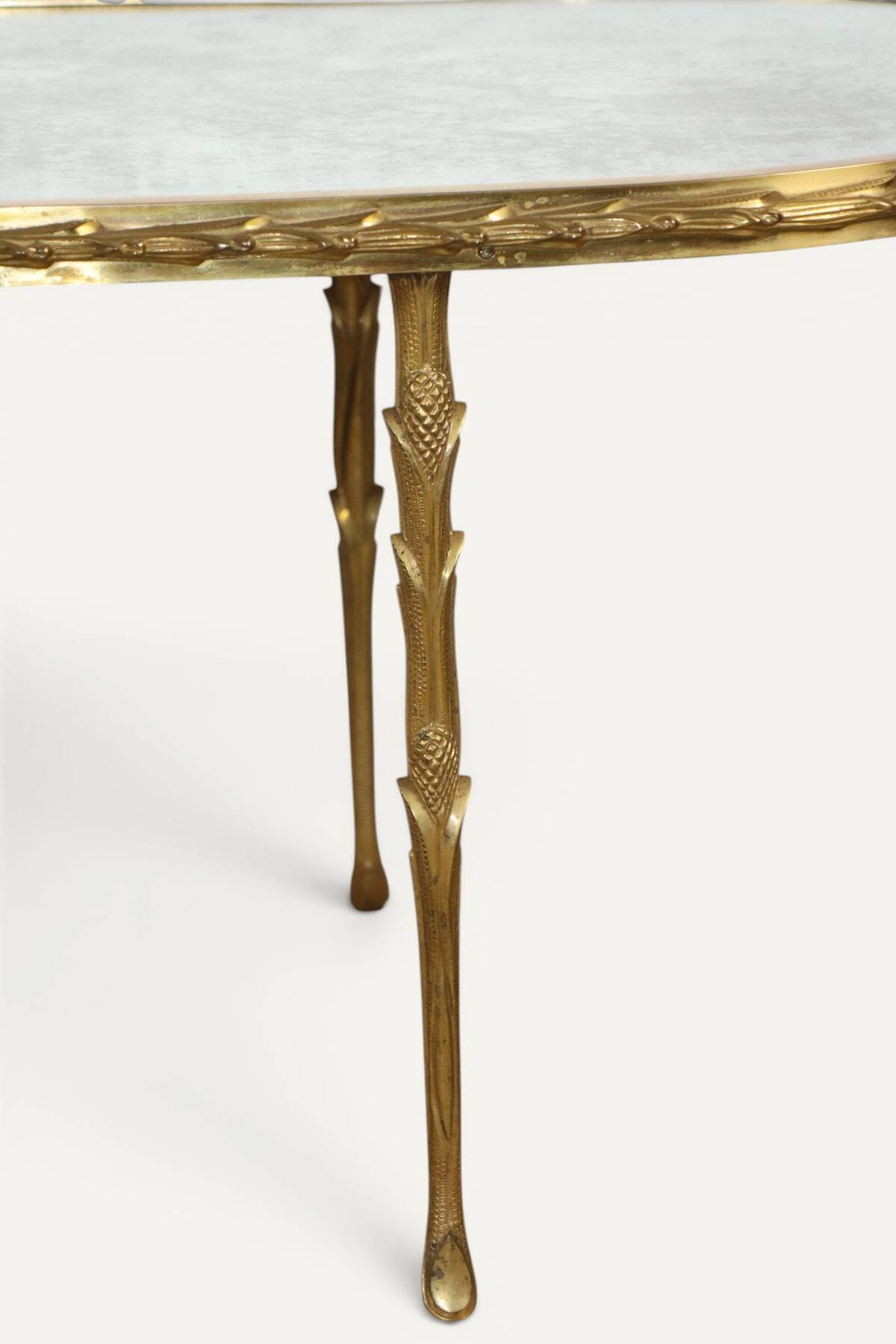 Maison Baguès coffee table in gilded bronze and aged mirror – 1950s