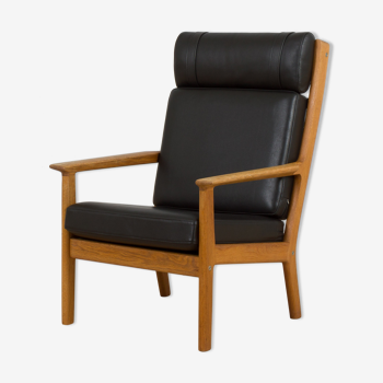 Hans Wegner GE 265 armchair  for Getama in Oak & Black Leather, Denmark 1970/80s