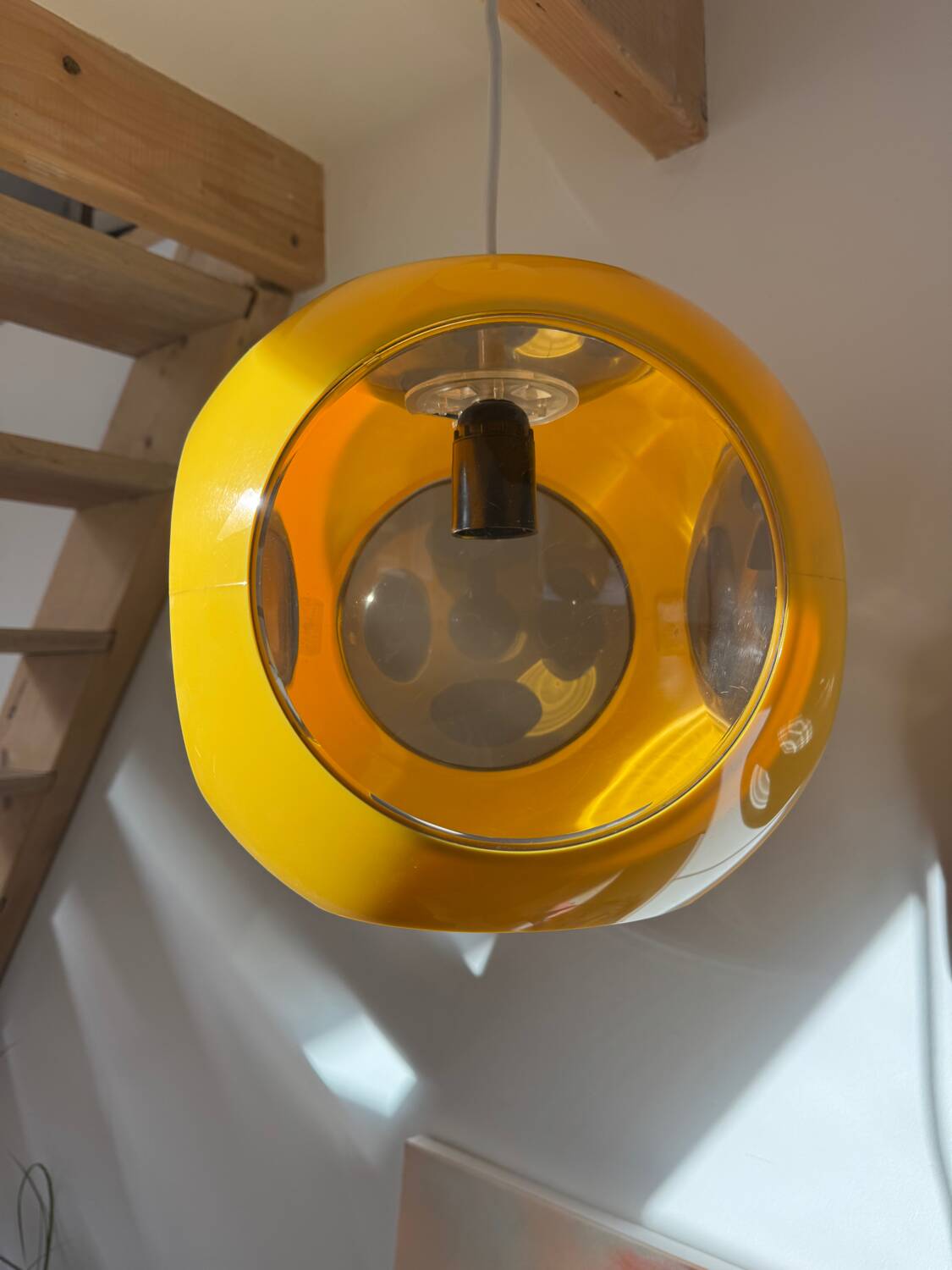 Yellow UFO Space Age suspension attributed to Luigi Colani, 1970s.