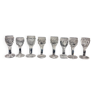 Cabaret set Baccarat 8 glasses and silver plated tray