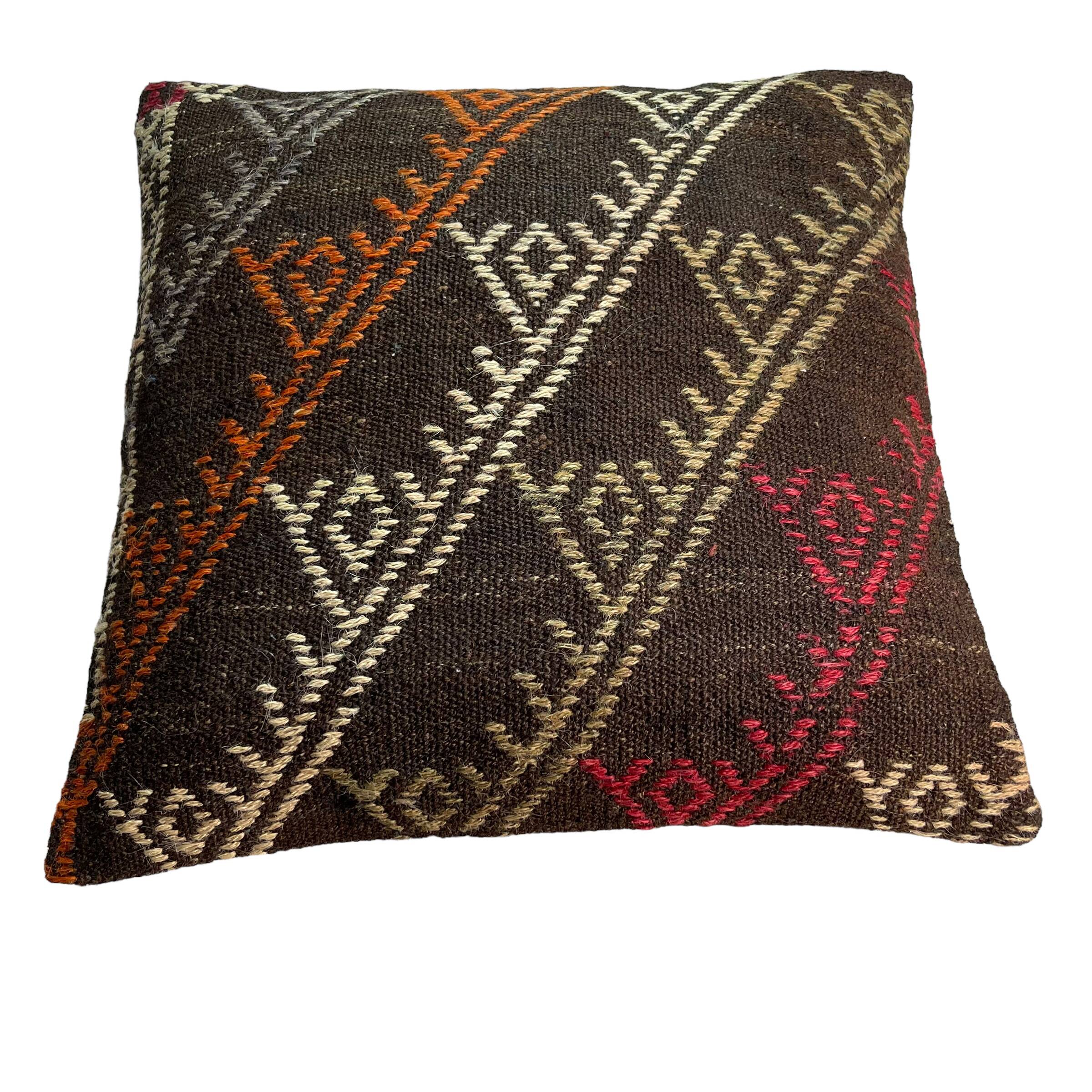 Vintage turkish kilim cushion cover , 55 x 55 cm