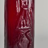 Swedish Red Devil Triangular Glass Vase by Christer Sjögren for Lindshammar