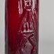 Swedish Red Devil Triangular Glass Vase by Christer Sjögren for Lindshammar