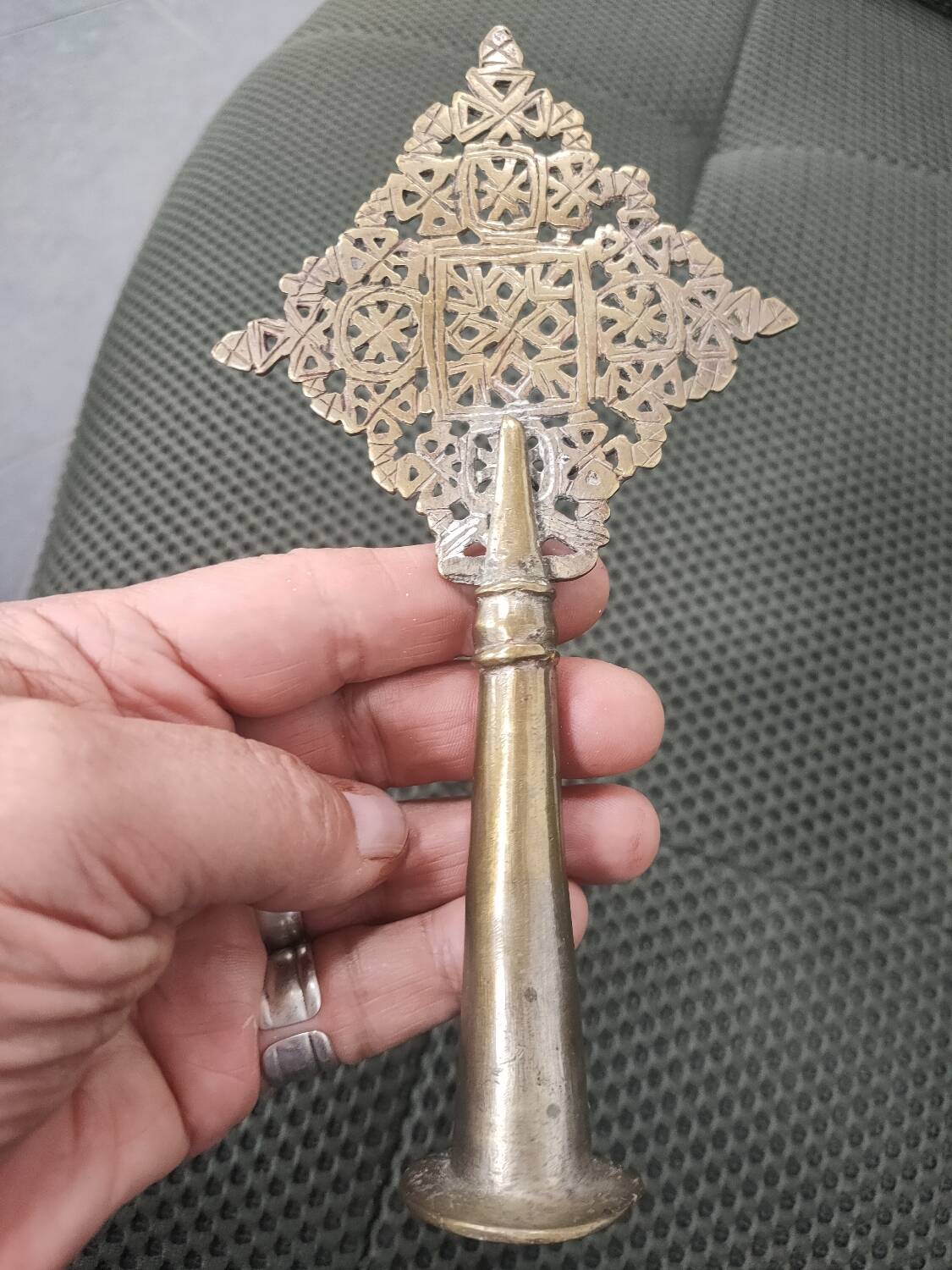 Ethiopian bronze processional cross 19th