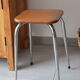 Chromed metal stool and brown skai 70s