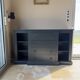 Low buffet with niches, chic country style, anthracite black, wood.