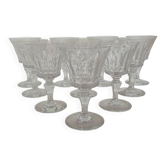 Ensemble de 10 verres à vin blanc / porto en cristal taillé Baccarat Piccadilly