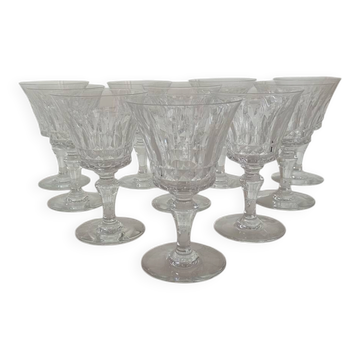 Ensemble de 10 verres à vin blanc / porto en cristal taillé Baccarat Piccadilly