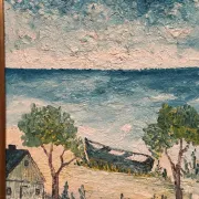 Original Swedish Oil on Panel - "Landskrona" by Stig Allan - Signed - Vintage and Framed - 60 × 50 cm (23.6" × 19.7")