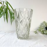Vintage glass vase with geometric pattern