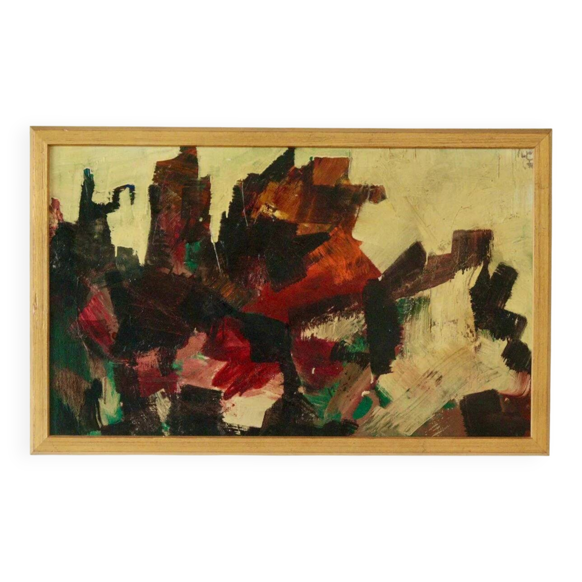 Oil on canvas abstract "Dynamic Composition", mid-20th century.
