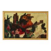 Huile sur toile abstraite "Composition dynamique", milieu du XXe siècle