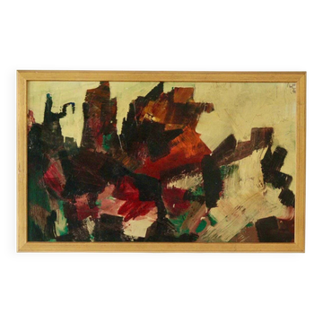 Oil on canvas abstract "Dynamic Composition", mid-20th century.