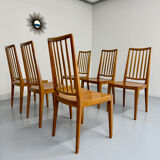 Lot de 6 chaises en hêtre massif vintage bois bicolore design annee 60