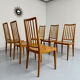 Lot de 6 chaises en hêtre massif vintage bois bicolore design annee 60
