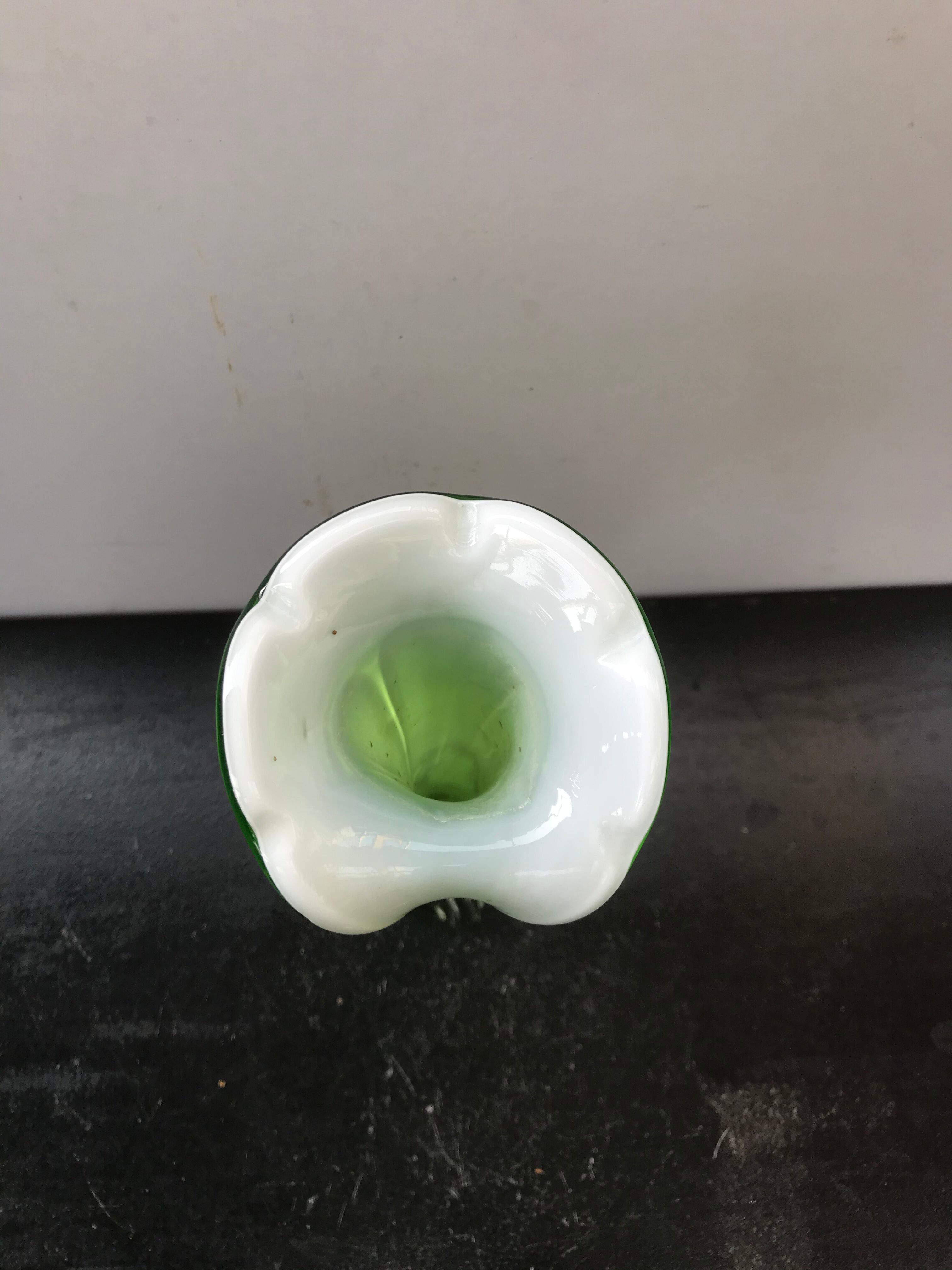 Former Soliflore Multilayer Vase Green Interior White Vintage